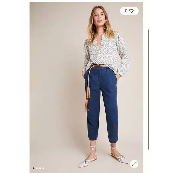 Anthropologie Audra Utility Pants Blue Women's Size 29 - Picture 1 of 11
